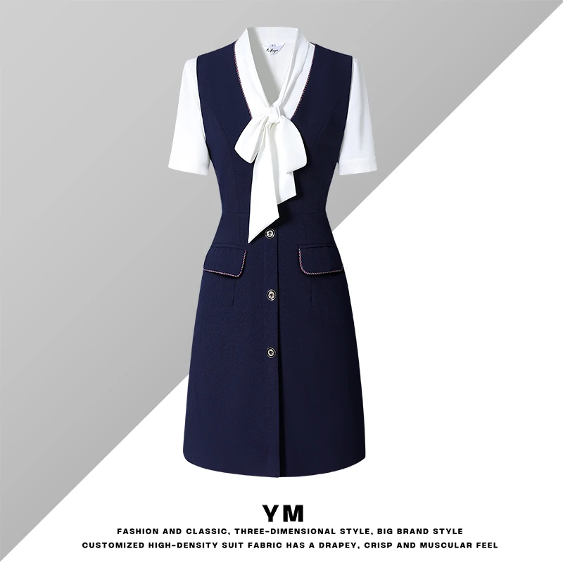 职业女裙套装马甲裙气质衬衫医美前台工作装空姐制服珠宝店工服夏