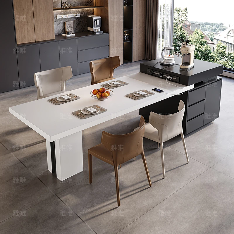 【悠然】高端岛台餐厅中岛一体岛台餐桌一体操作台岩板岛台餐桌吧台