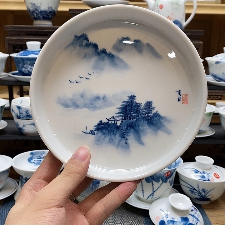 手绘壶承江南水乡釉下彩高温瓷微瑕福利款