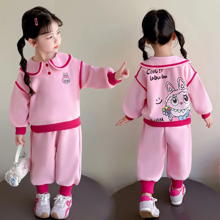女童卡通Abubu卫衣套装春秋2025新款洋气女孩时髦休闲运动两件套