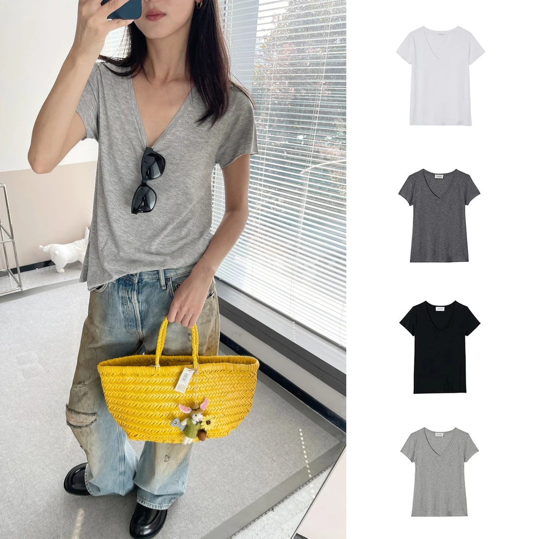 全新未使用  AMERICAN VINTAGE V领口合身版T恤 JAC51E25