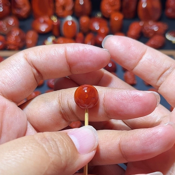 南红玛瑙未镶嵌配饰火焰纹圆珠12.1mm