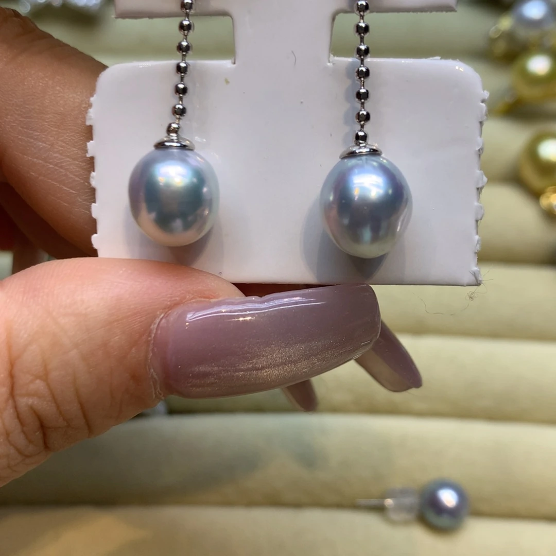 银S925镶嵌耳饰海水珍珠