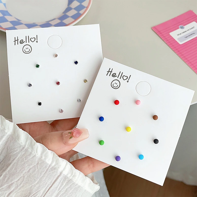 合金耳饰 S925银针迷你彩色豆豆精致小巧女耳钉糖果色简约耳骨钉