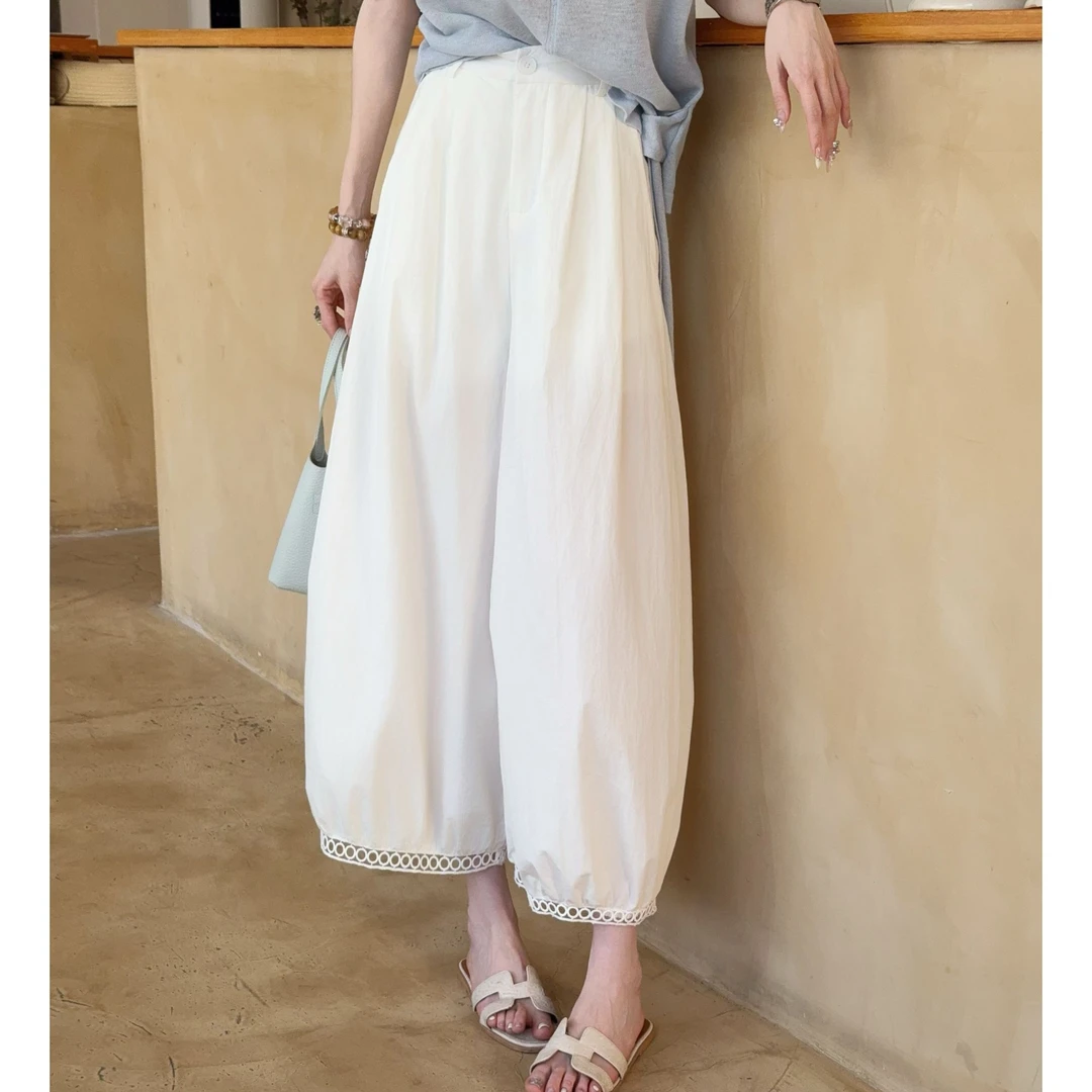 【泡泡裤】马克华菲女装亲肤欧若风感透气蕾丝泡泡裤F52022A590