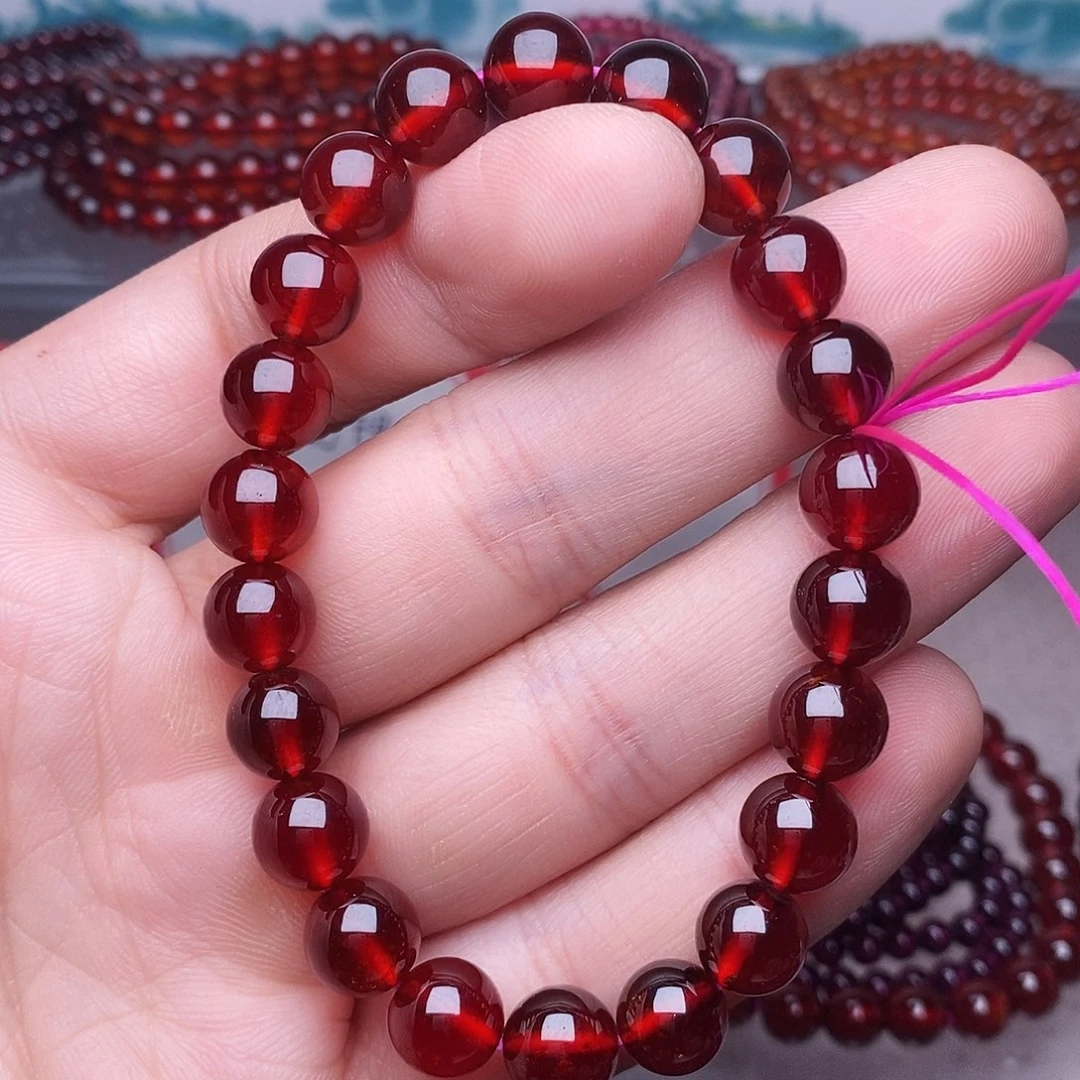 初***.石榴石手链未镶嵌卡9高品质橙红