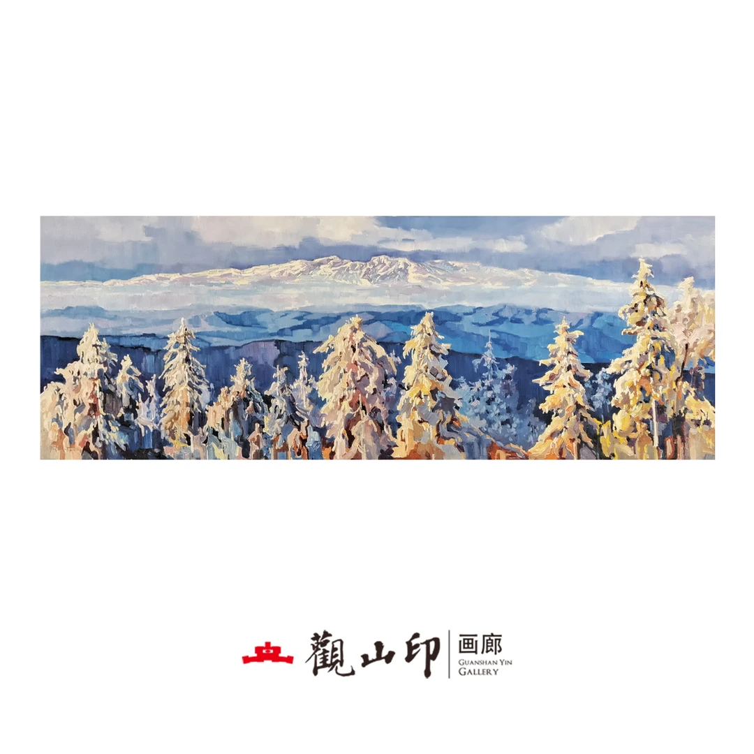 W原创手绘风景油画60x171cm山水作品0128