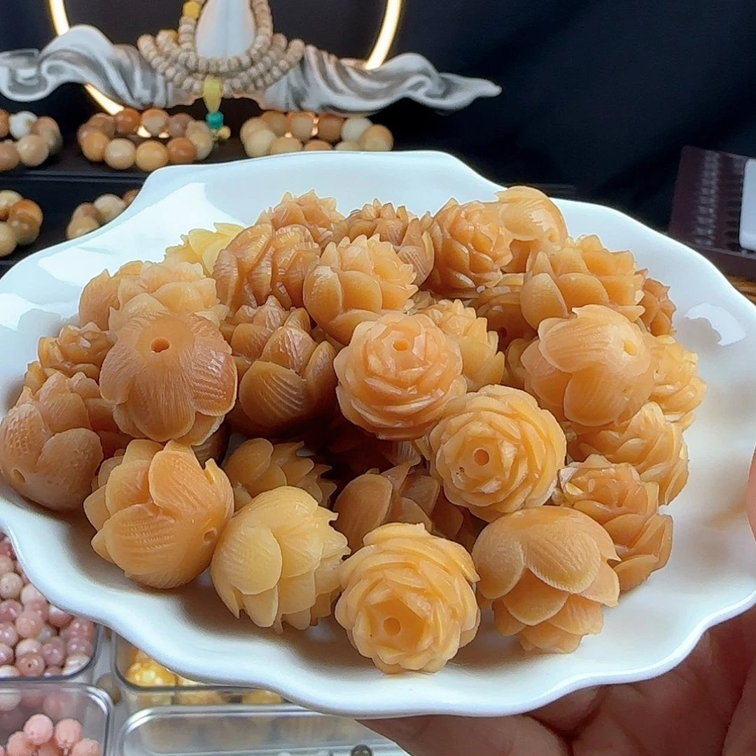 菩提根/象牙果手串瑕疵卡20风化莲花10颗