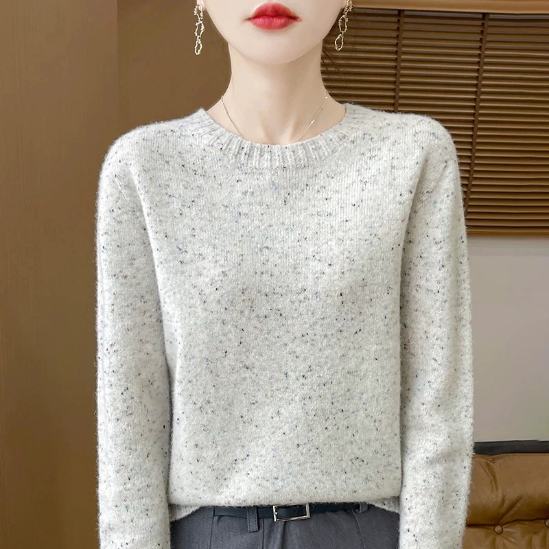 加厚一线成衣女100%纯羊毛衫套头宽松针织衫秋冬装针织打底衫