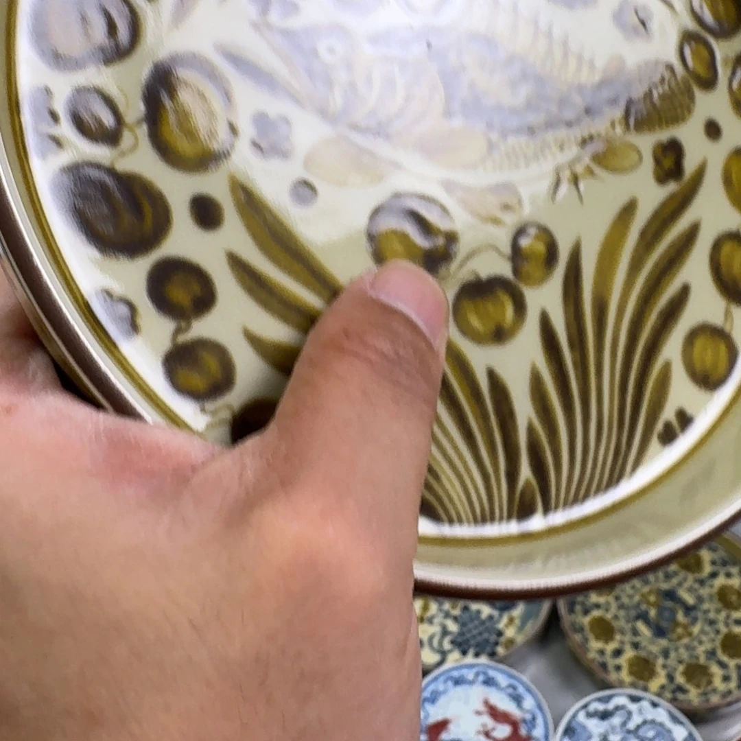 杯釉里金鱼藻纹大壶承