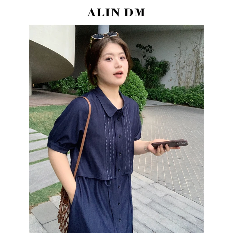 ALINDM【气质腔调】大码微胖mm显瘦气质连衣裙-AS26325