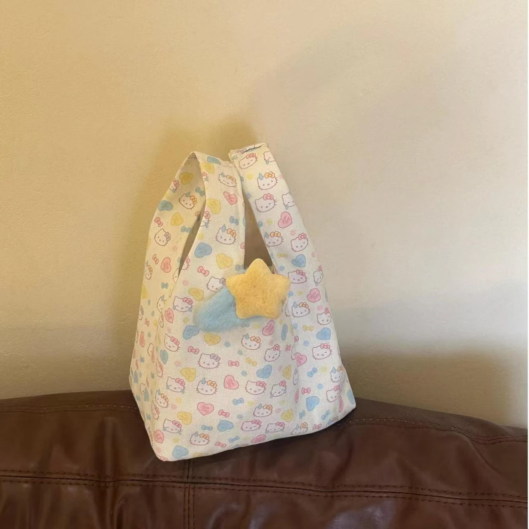 可爱帆布包手提包ins风新款通勤托特便携式大容量外出拎包百搭包