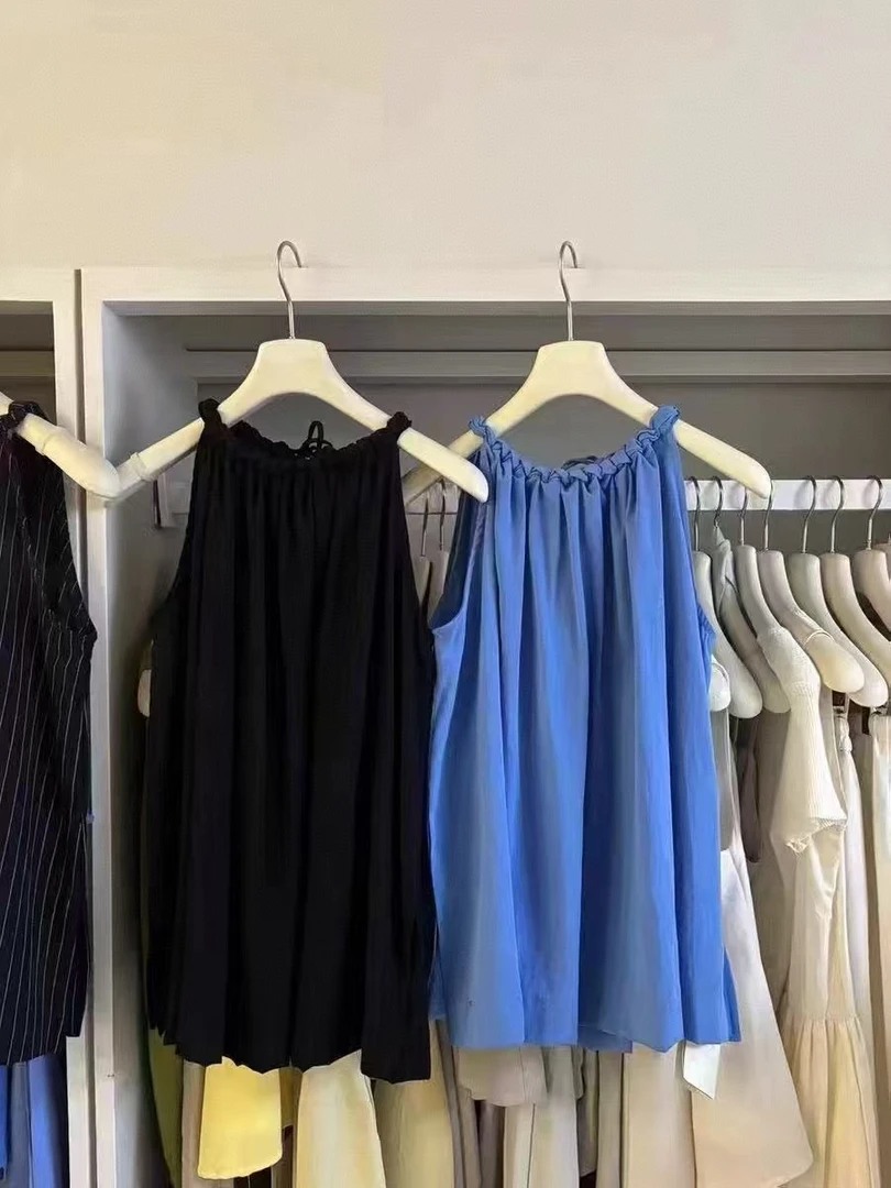 Datou 韩系纯色麻花挂脖吊带背心无袖上衣