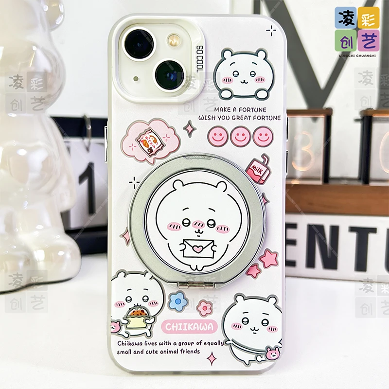 凌彩创艺适用于苹果华为小米二次元呆萌吉伊支架大孔手机壳
