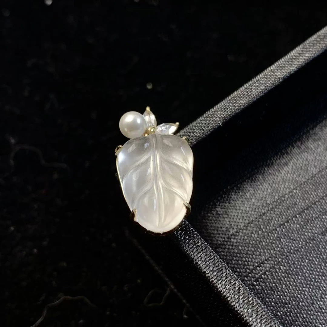 叶子｜天然玉石缅料高冰玻璃种吊坠金枝玉叶