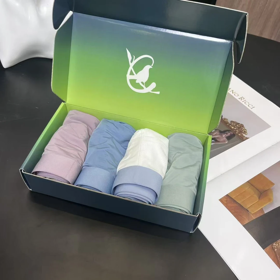 男士夏季无痕冰丝凉感四色混装平角内裤H5809