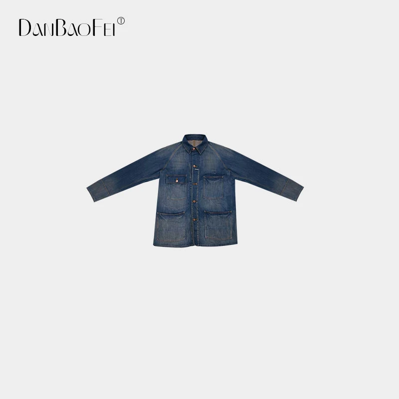 【雅雅】YUYU 秋小众日系复古擦色水洗无领马拉拉牛仔外套 WB0054