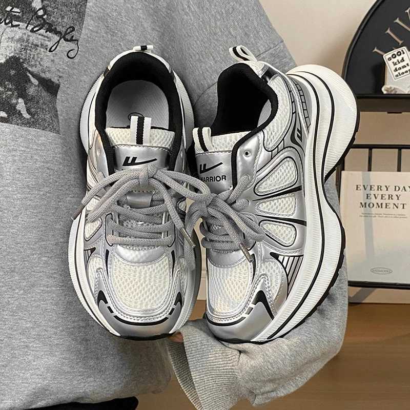 回力ins老爹鞋女学生增高厚底白鞋春季百搭潮流时尚网面休闲鞋子