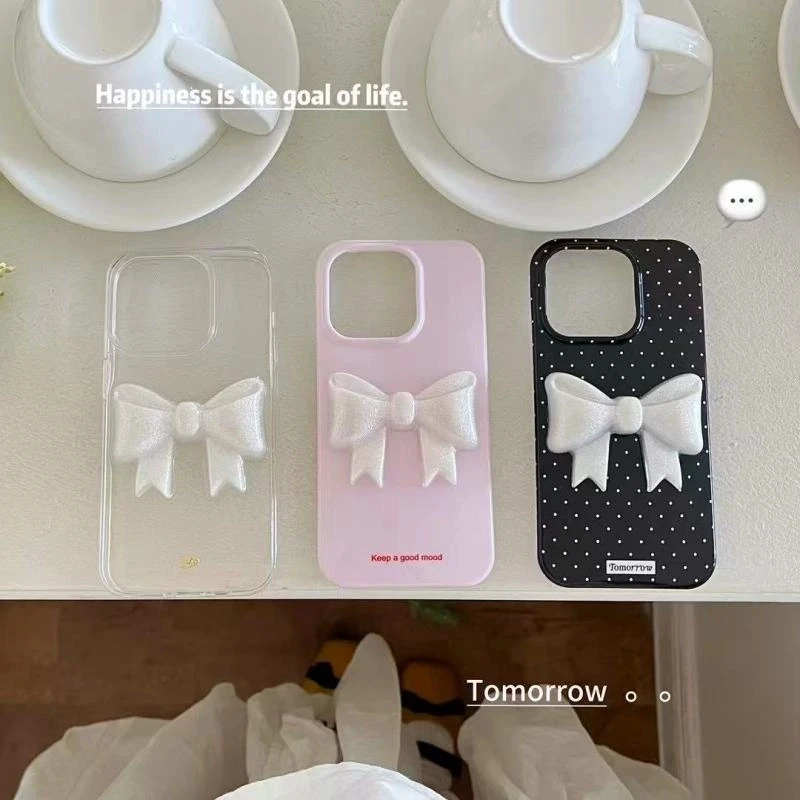 小众波点立体蝴蝶结苹果16promax手机壳新款iPhone14个性15女款13