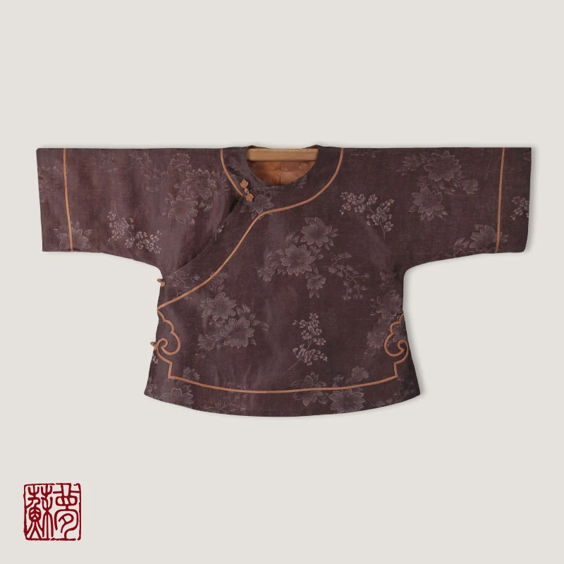 蘇夢【岁月生花】咖色提花圆领斜襟云头上衣中式国风盘扣0103866