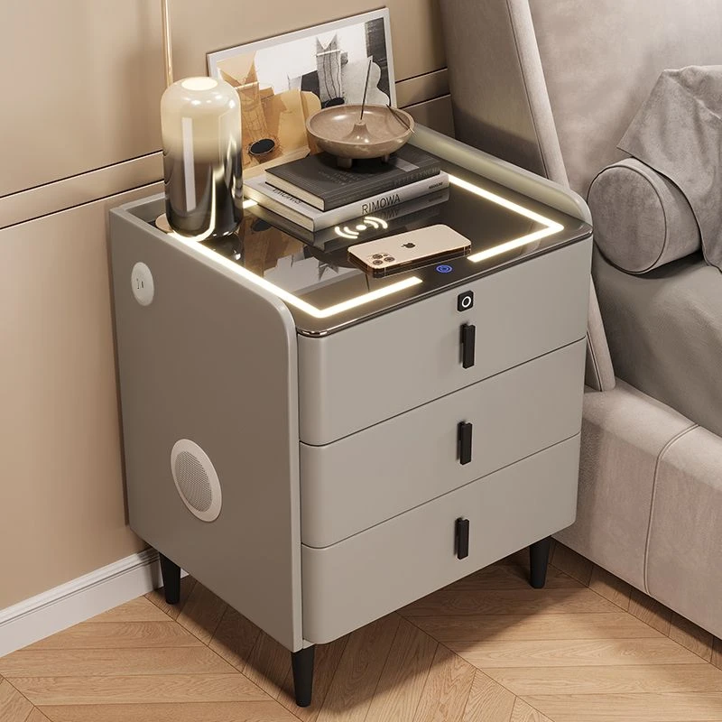 智能床头柜2025新款卧室床边柜简约现代轻奢高级感多功能整装
