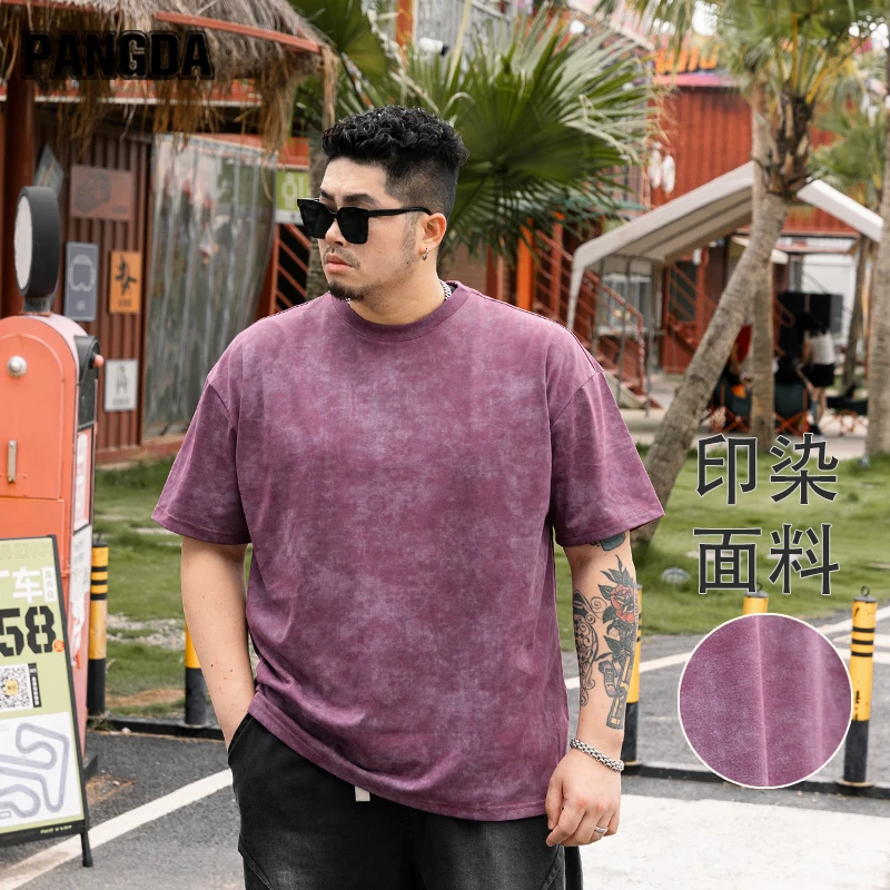 【多色印染短袖T】PANGDA大码男装夏季加肥不显胖潮流圆领透气