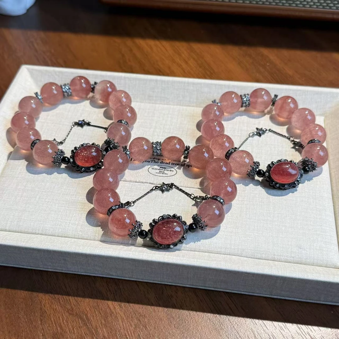 草莓晶魔盒蛋面草莓晶手串手链 颜色微差多样性发其一F174