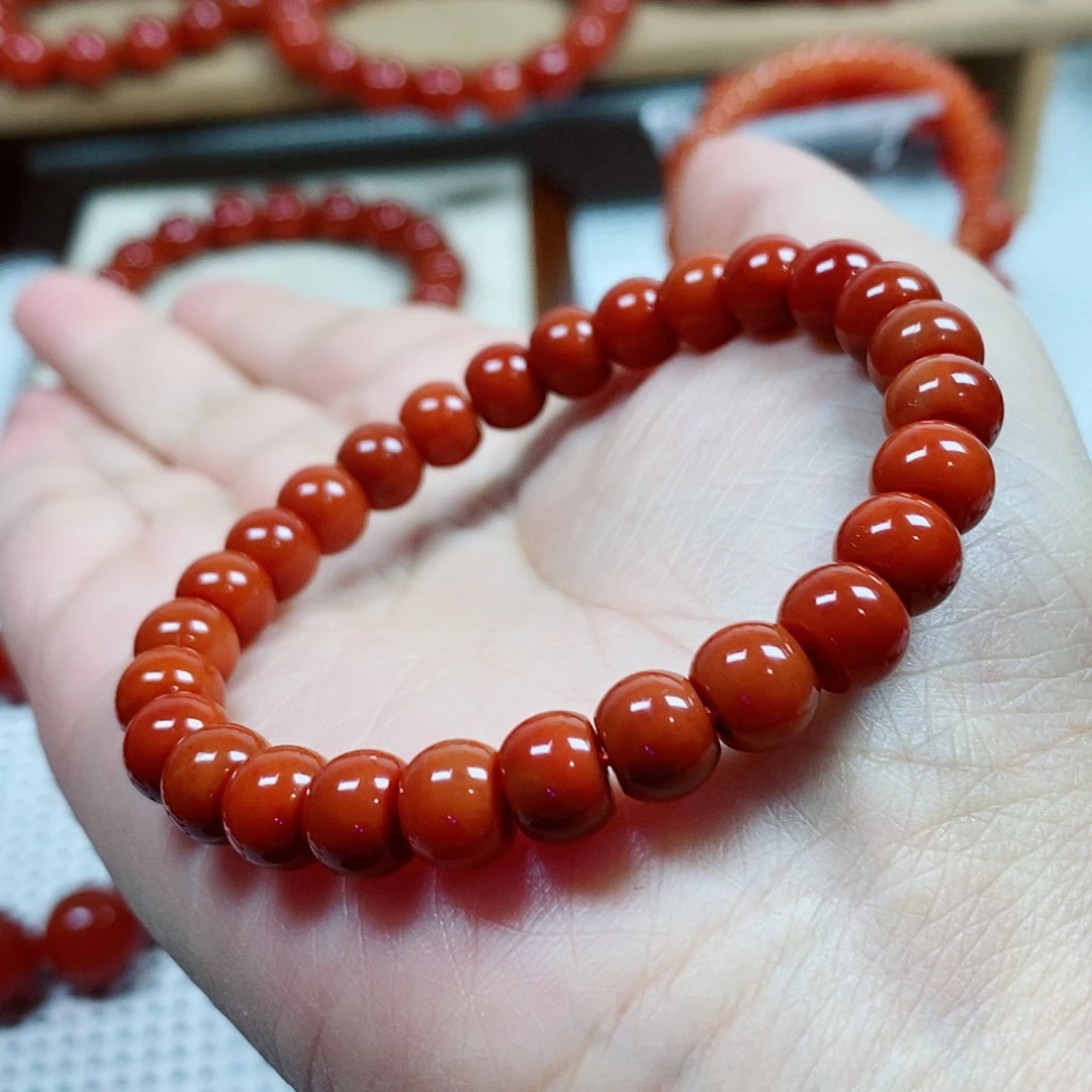 南红玛瑙未镶嵌手串卡8