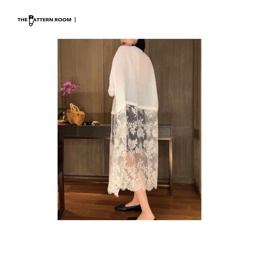 The pattern room | 拥抱拼接蕾丝垂坠衬衫