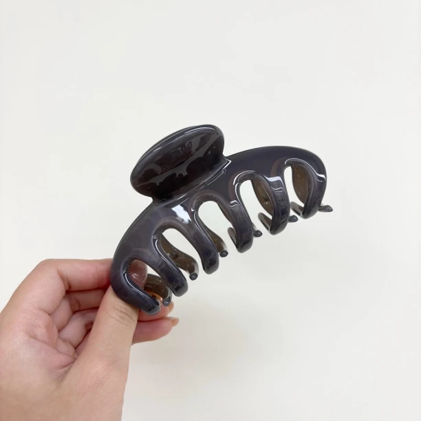 L938夕洛新灰南瓜11cm发夹半扎发简约温柔盘发抓夹韩系风鲨鱼夹