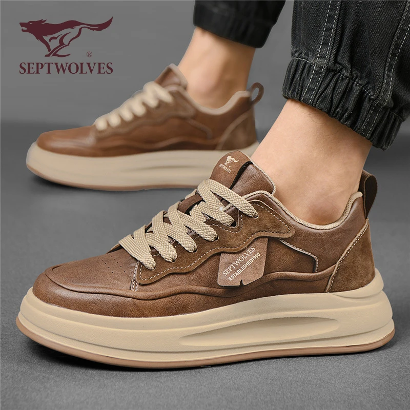 七匹狼正品男鞋秋季百搭高级感休闲板鞋增高时尚潮流