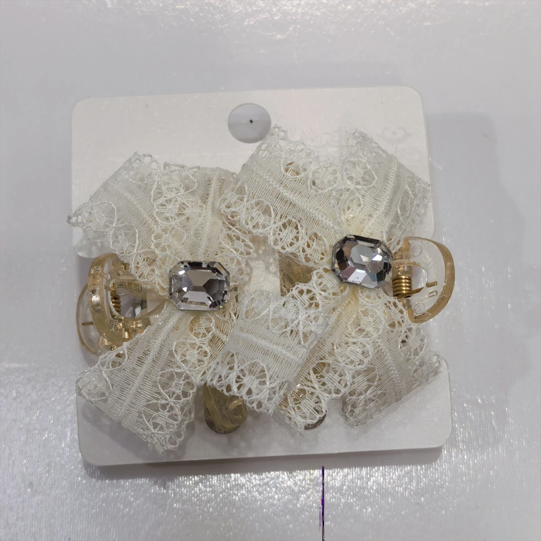 2025年蕾丝花边新款甜美前额碎发发卡优雅百搭4.5公分对夹发夹