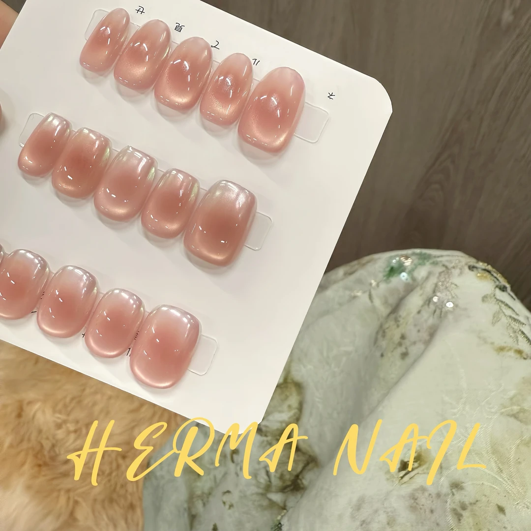 【微醺白桃】秋冬爆款手工穿戴甲玻璃珠豹纹晕染可拆卸美甲10片装