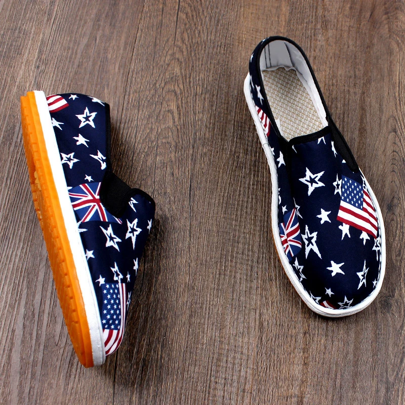 2025新款夏季老北京布鞋男耐磨牛筋底一脚蹬轻便软底透气工地休闲