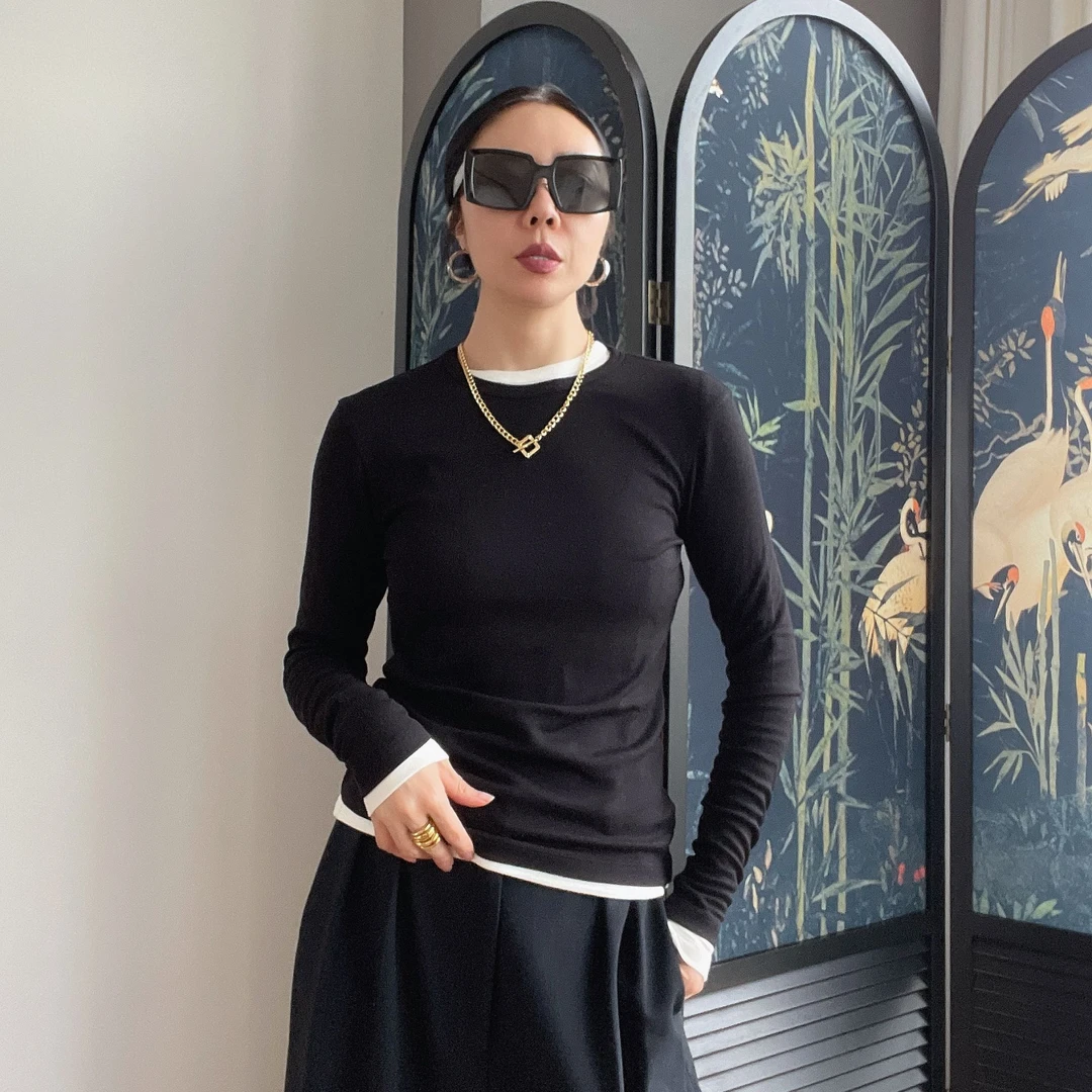 Without Memory 圆领长袖珍珠羊绒打底衫WG5147