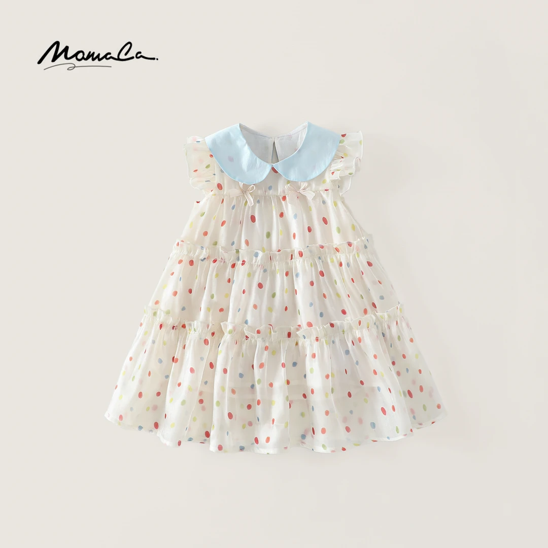 MOMOCO夏季新款女童蓬蓬纱裙可爱拼色韩版休闲连衣裙77620477036