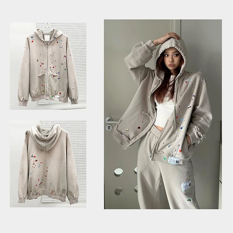 三原破洞风连帽外套1065