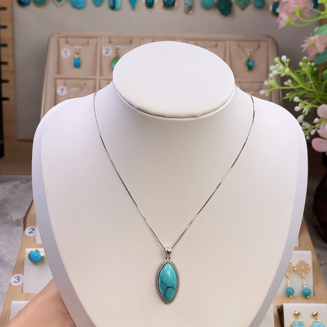 绿松石银S925镶嵌颈饰