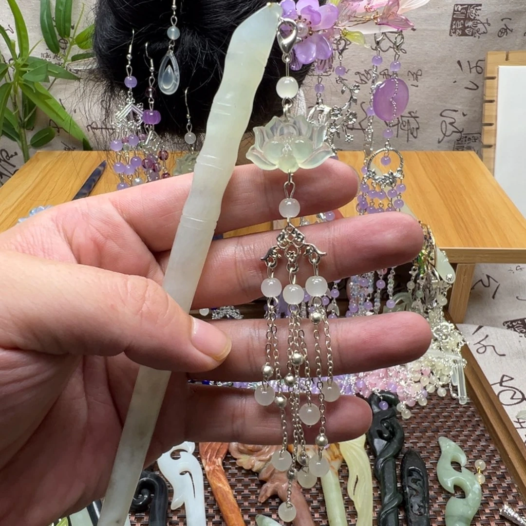 蛇纹石玉合金发饰