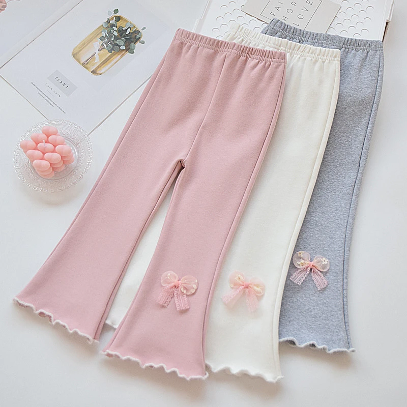 春秋女童喇叭裤儿童裤子外穿2025春季新款洋气公主风学生休闲长裤