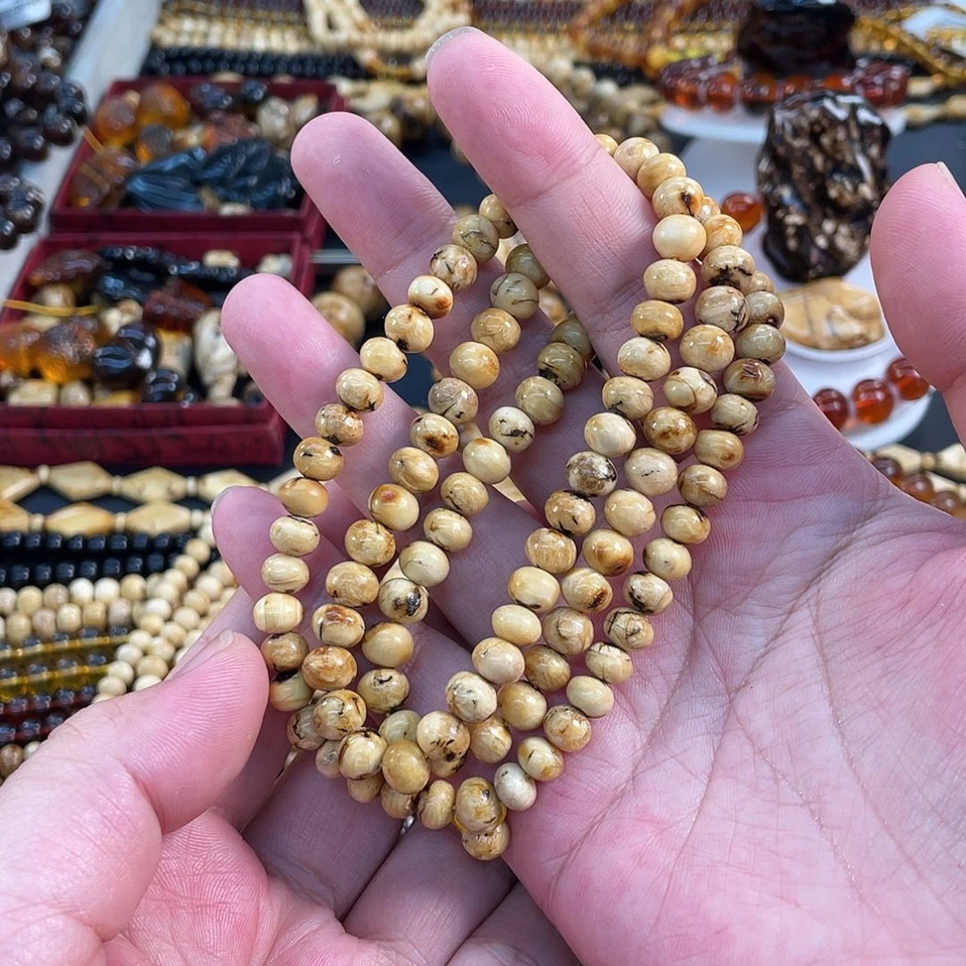 烙***活琥珀未镶嵌裸石7mm干白