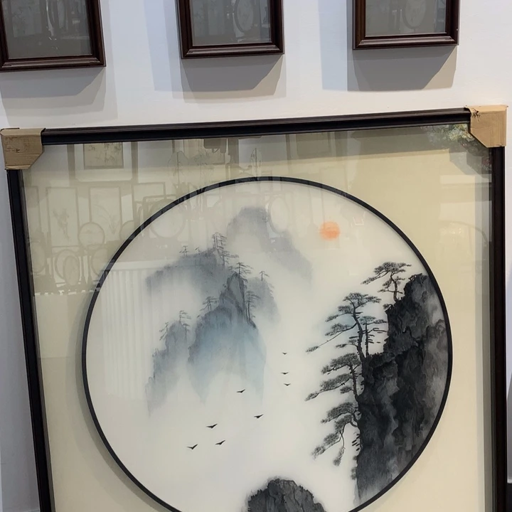 织绣100*100手工绣山水