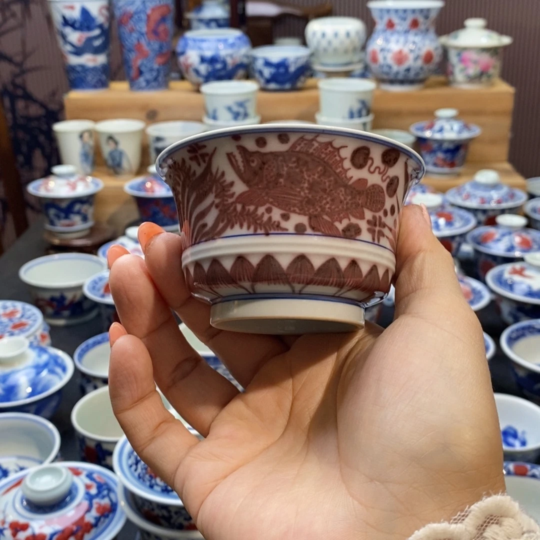 微瑕马蹄柴烧釉里红