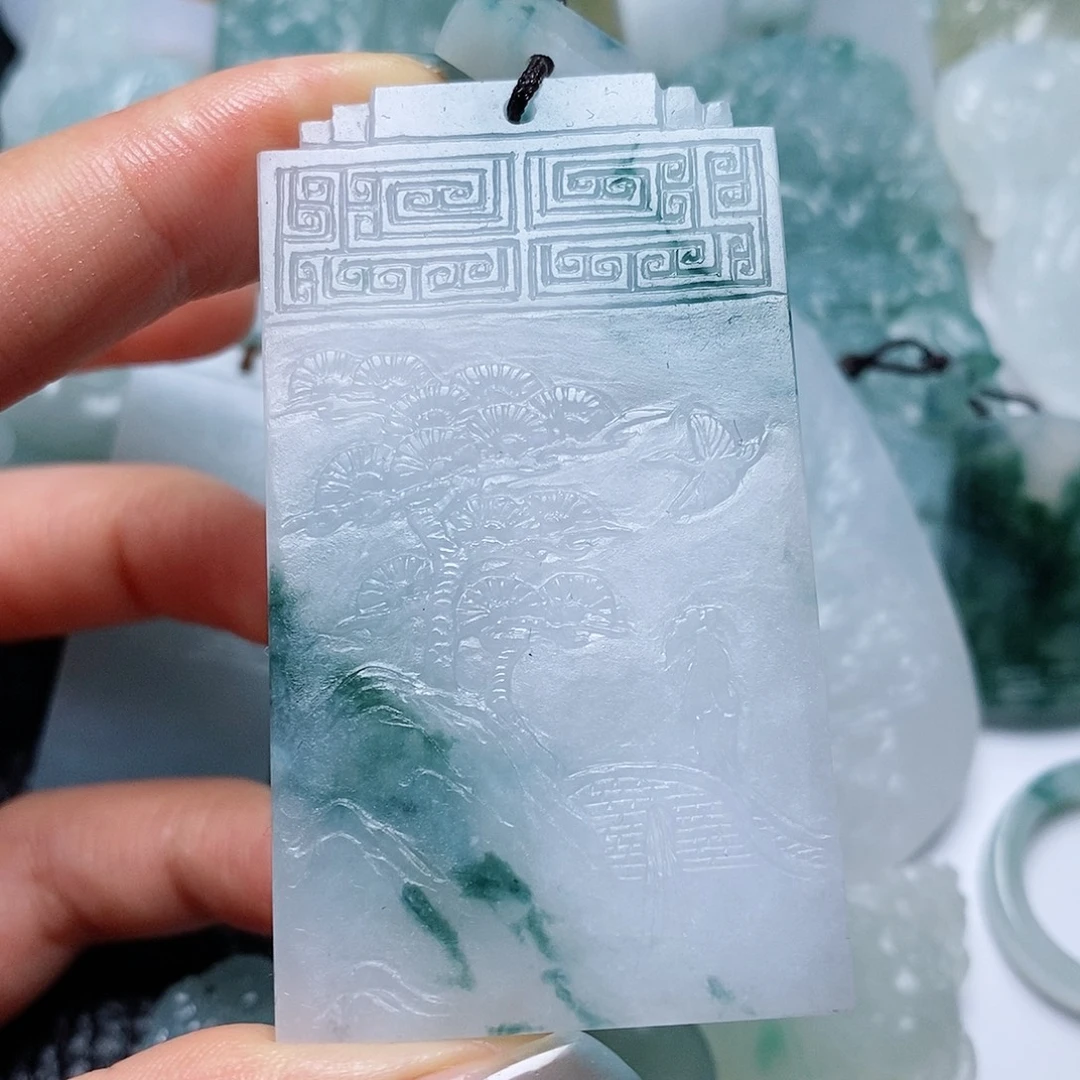 定制翡翠未镶嵌毛货付款后确认抛光