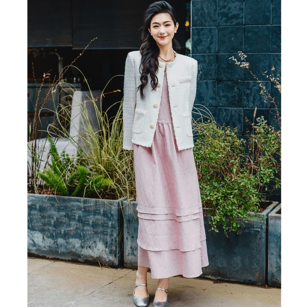 GIRDEAR/哥弟早春小香风法式复古气质短款圆领上衣外套140042