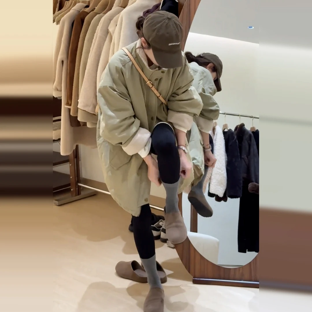 韩版立领派克服风衣加厚外套2026冬季新款拼羊羔毛中长款上衣棉服