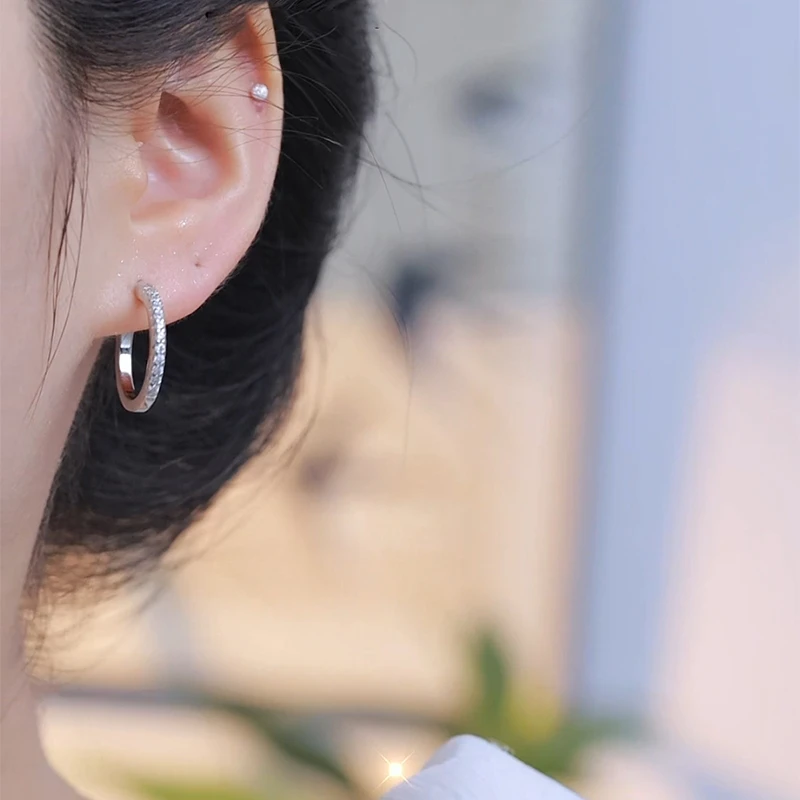 CUOOYINO/初影 铜合金合成锆石耳饰 【环环相扣】925银针耳环女耳饰