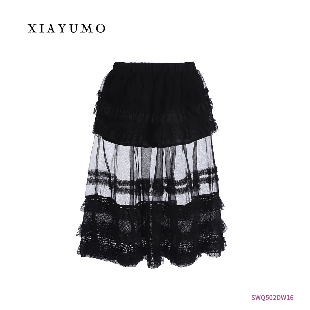 黑色蕾丝半裙DW16专属浮力链接夏羽墨女孩钢琴走秀礼服