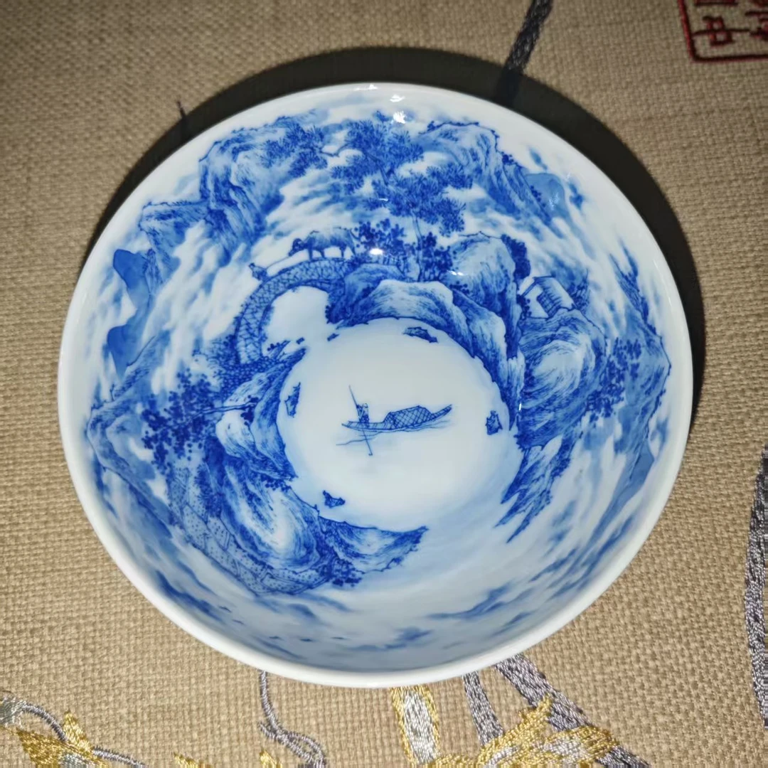 【墨舍名窑】 云山片玉山水普洱杯陶瓷纯手工主人杯手绘复古全手工