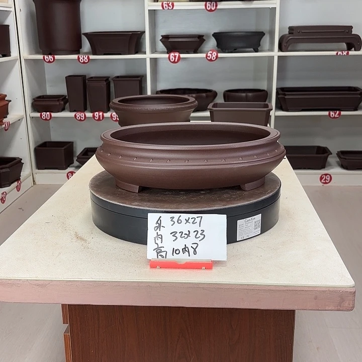 紫砂花盆弓肚椭圆